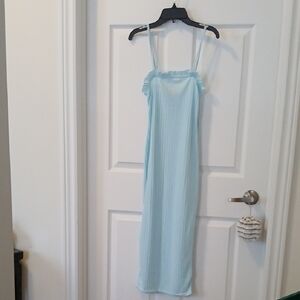 Missguided+ Blue Satin Chemise with Spaghetti Straps NWT